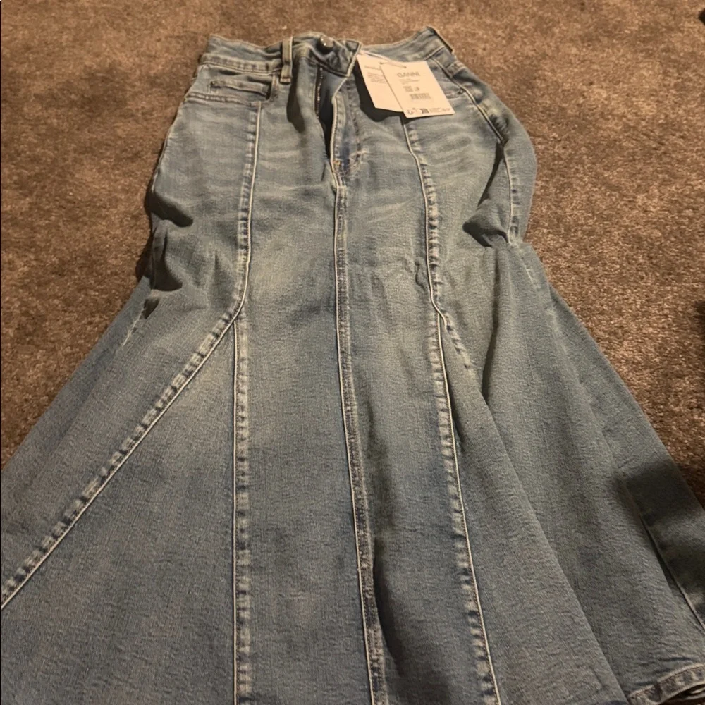 Ganni Blue Denim Midi Skirt